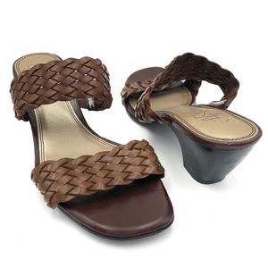 Life Stride Leather Weave Heeled Sandals